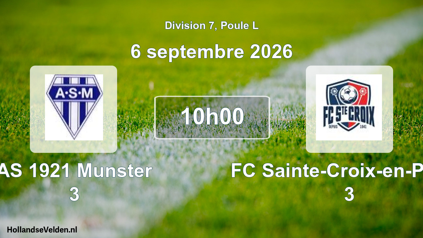 Scheduled Match: AS 1921 Munster 3 - FC Sainte-Croix-en-Plaine 3 (6 September 2026)