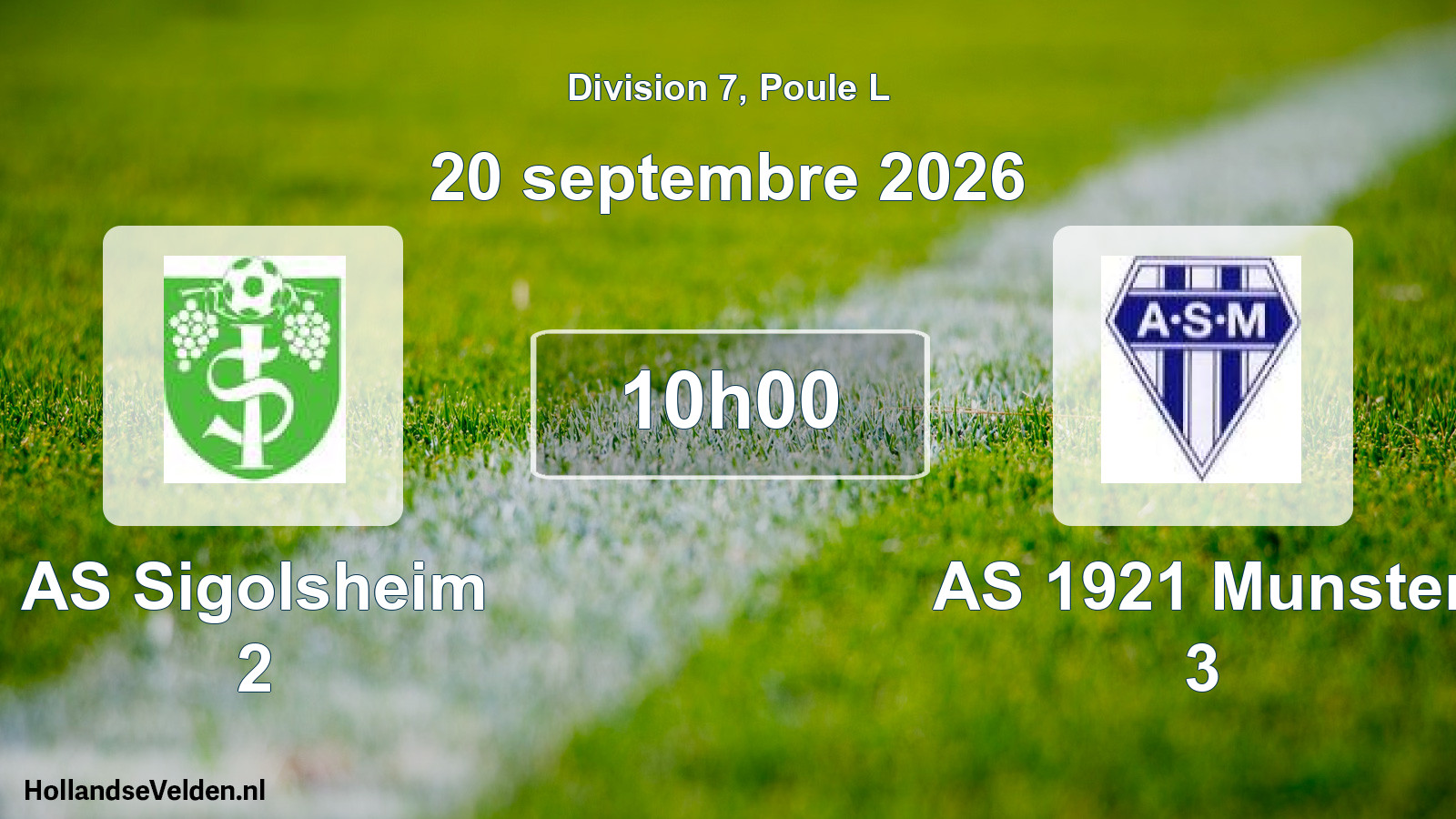 Scheduled Match: AS Sigolsheim 2 - AS 1921 Munster 3 (20 September 2026)