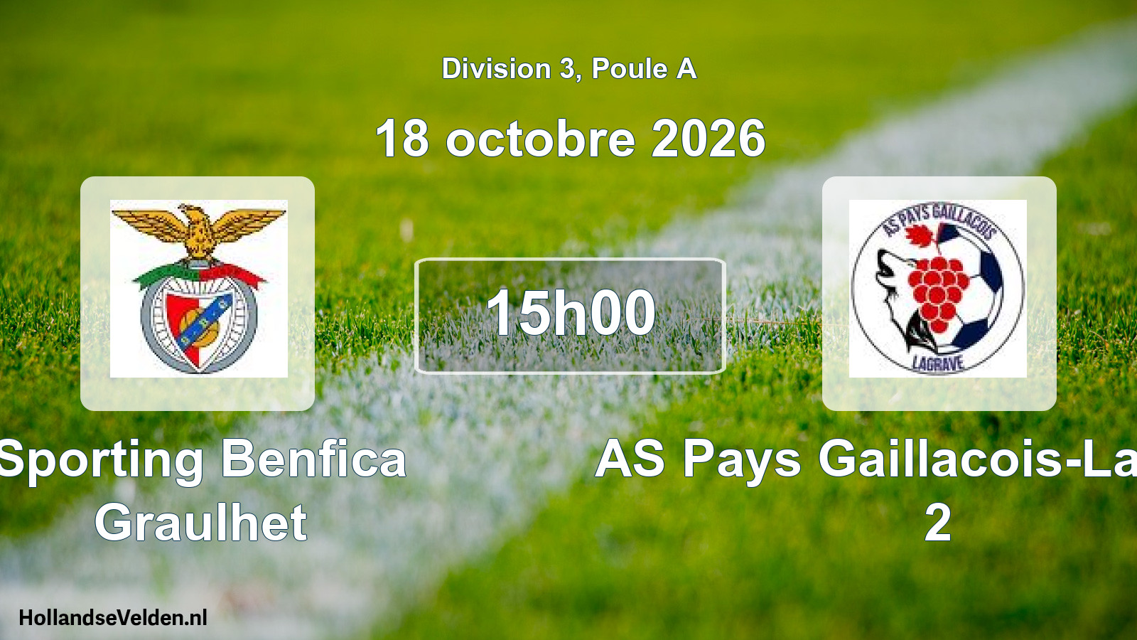 Match programmé: Sporting Benfica Graulhet - AS Pays Gaillacois-Lagrave 2 (18 octobre 2026)