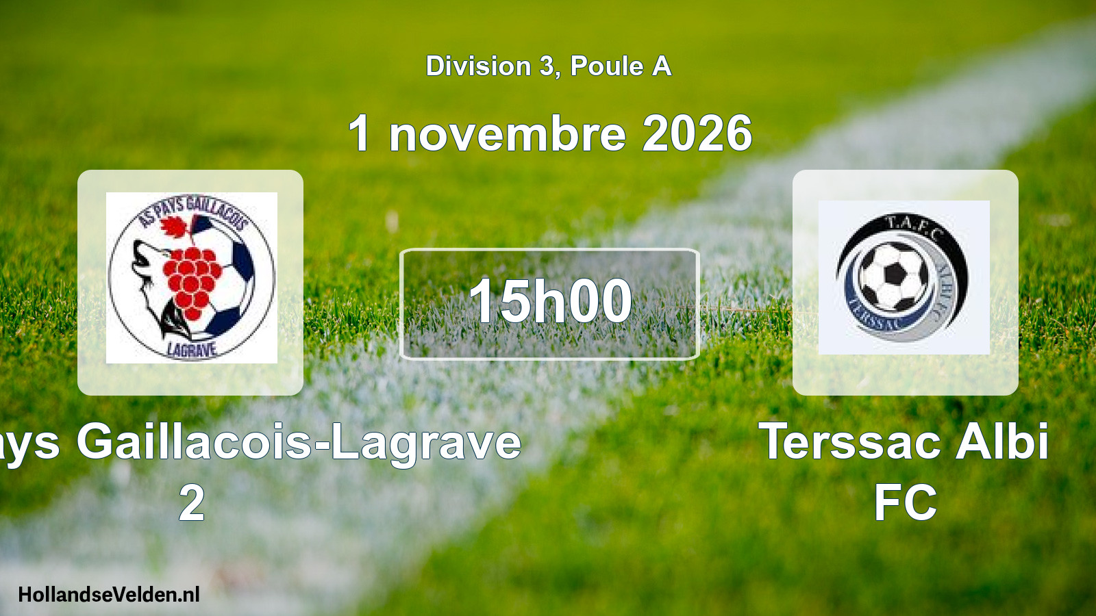 Match programmé: AS Pays Gaillacois-Lagrave 2 - Terssac Albi FC (1 novembre 2026)