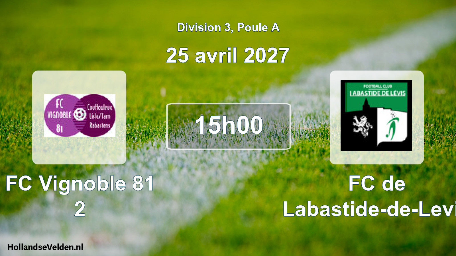 Geplande wedstrijd: FC Vignoble 81 2 - FC de Labastide-de-Levis (25 april 2027)