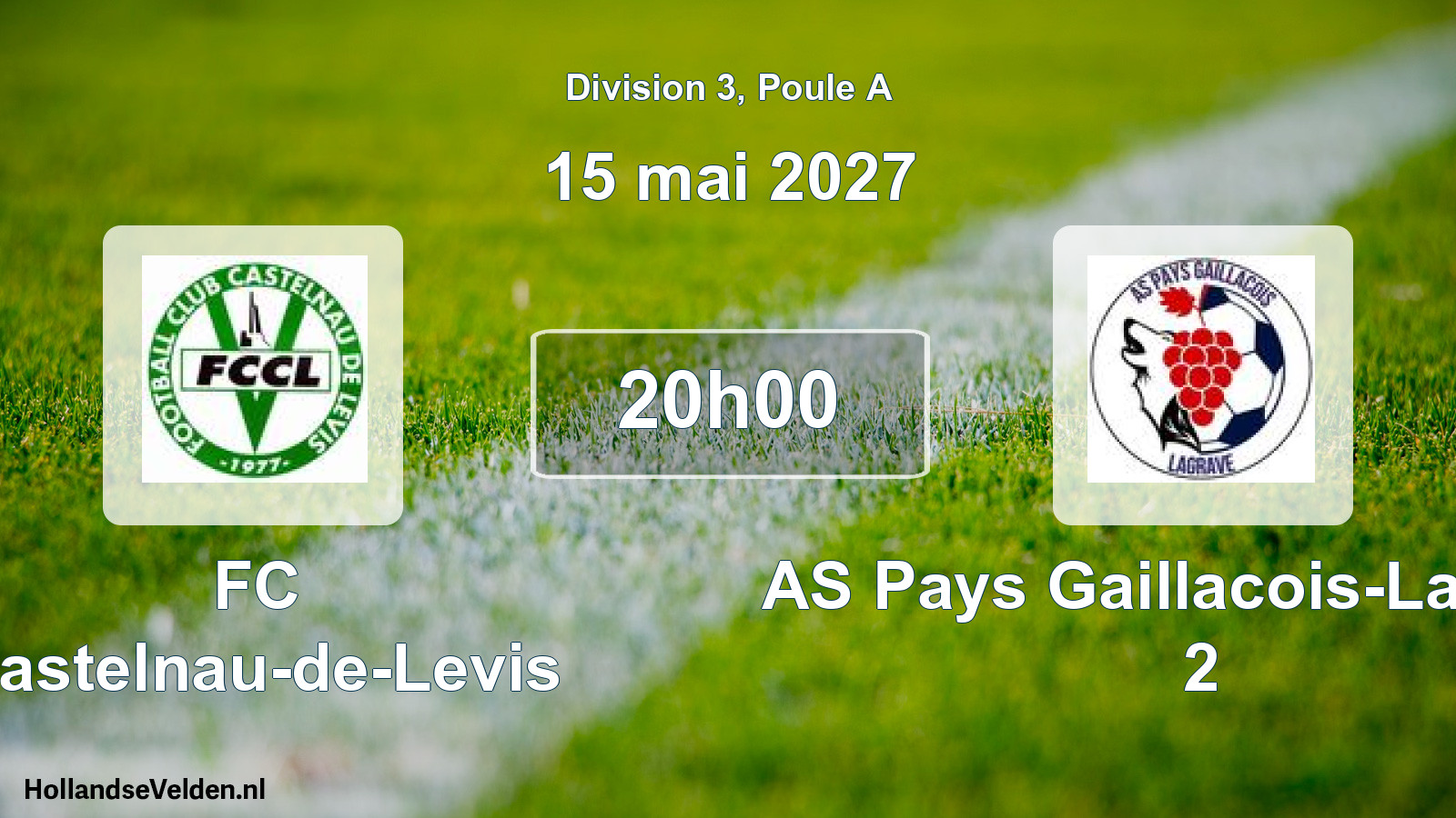Match programmé: FC Castelnau-de-Levis - AS Pays Gaillacois-Lagrave 2 (15 mai 2027)