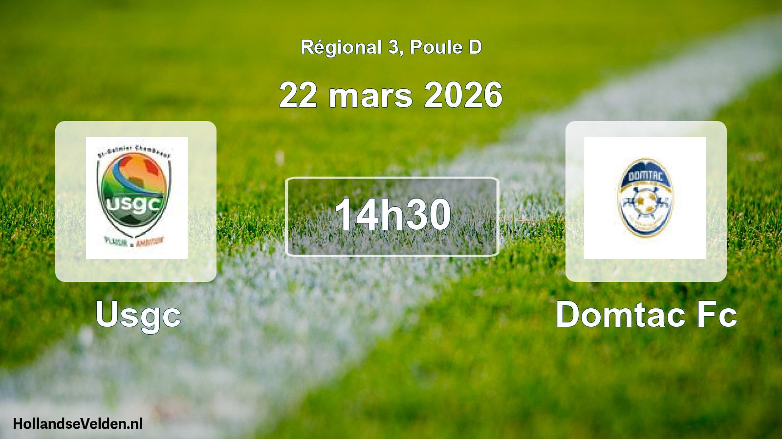 Geplande wedstrijd: Usgc - Domtac Fc (22 maart 2026)