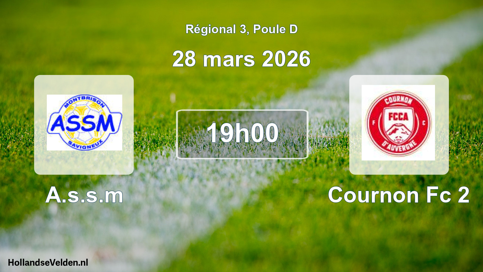 Geplande wedstrijd: A.s.s.m - Cournon Fc 2 (28 mars 2026)