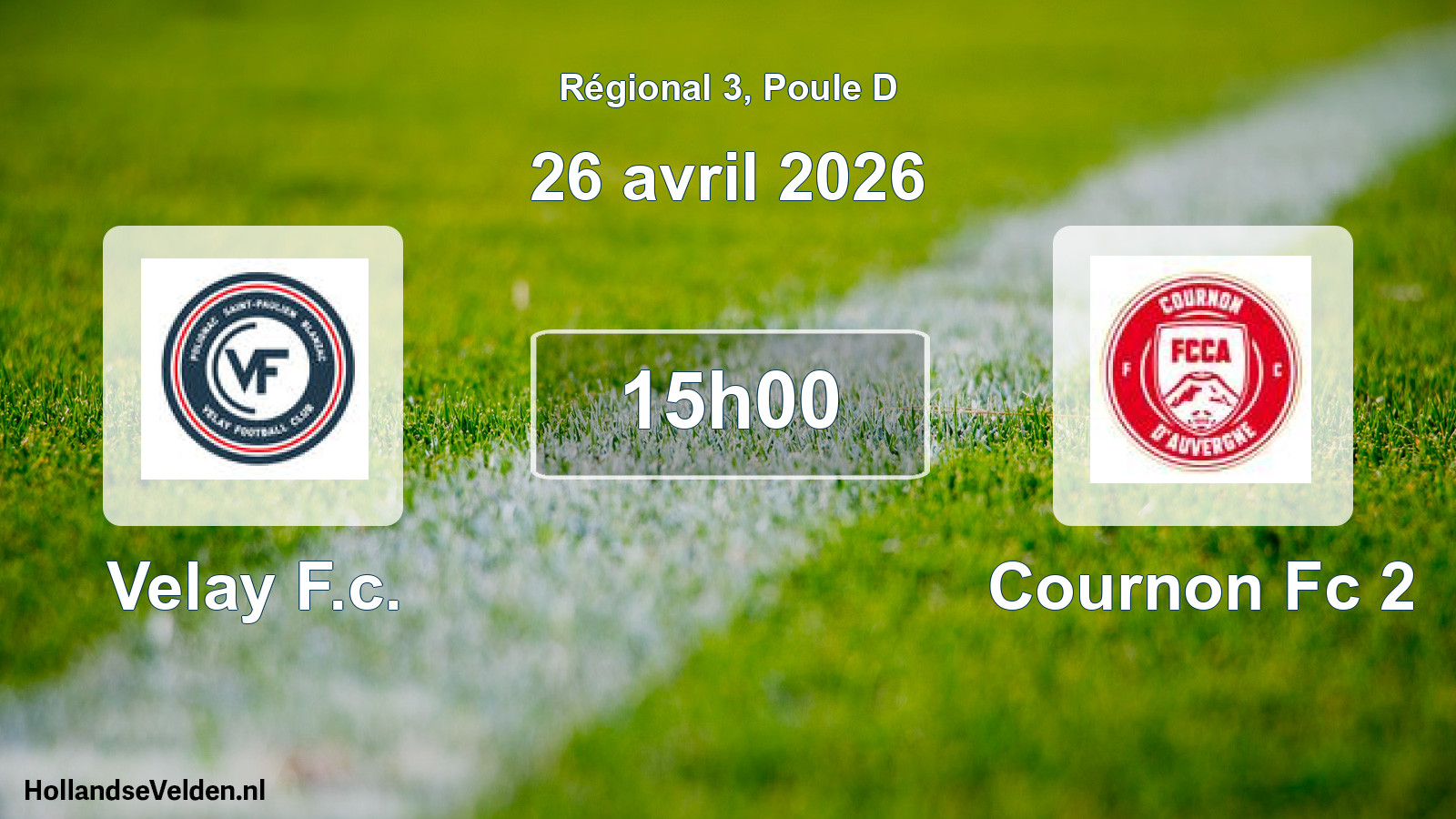 Geplande wedstrijd: Velay F.c. - Cournon Fc 2 (26 avril 2026)