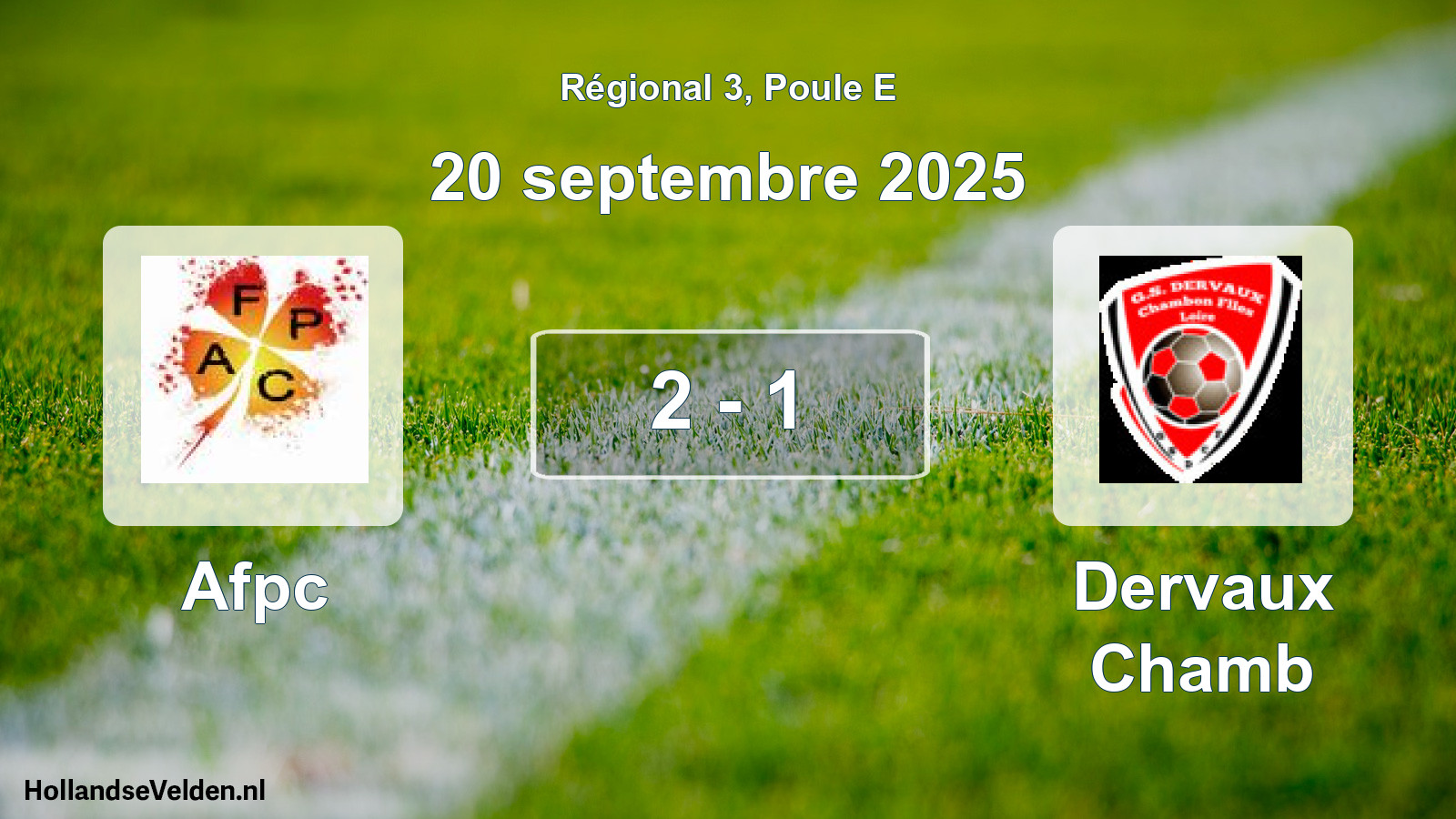 Total number of matches played: Afpc - Dervaux Chamb 2 - 1 (20 September 2025)