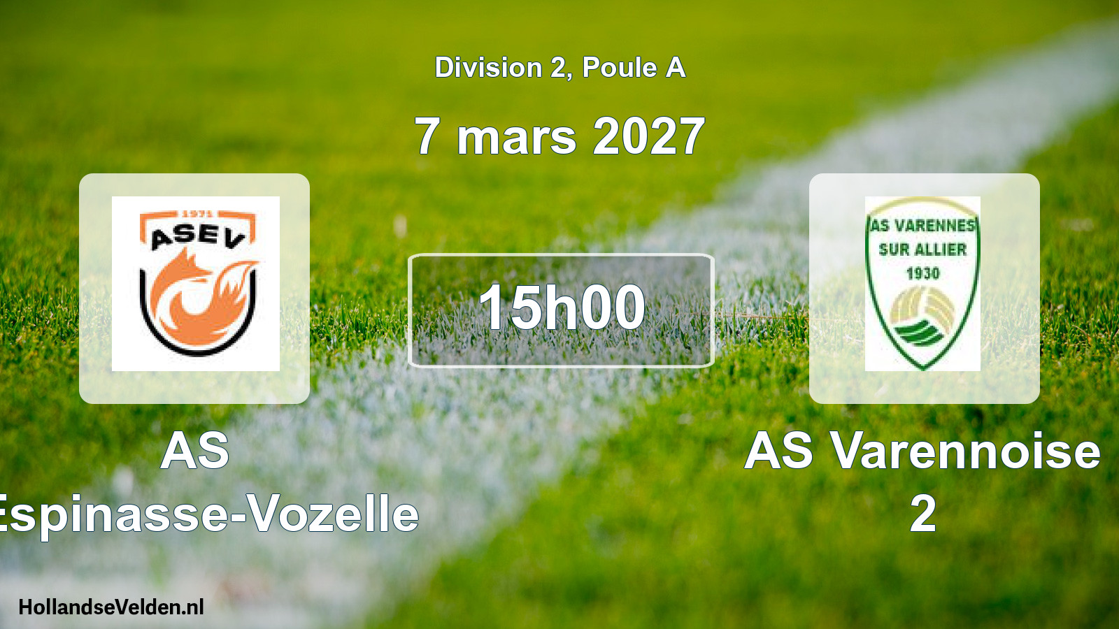 Match programmé: AS Espinasse-Vozelle - AS Varennoise 2 (7 mars 2027)