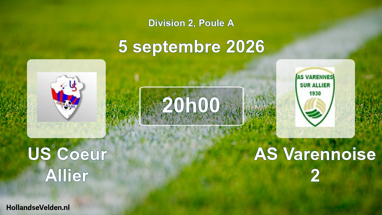 Match programmé: US Coeur Allier - AS Varennoise 2 (5 septembre 2026)