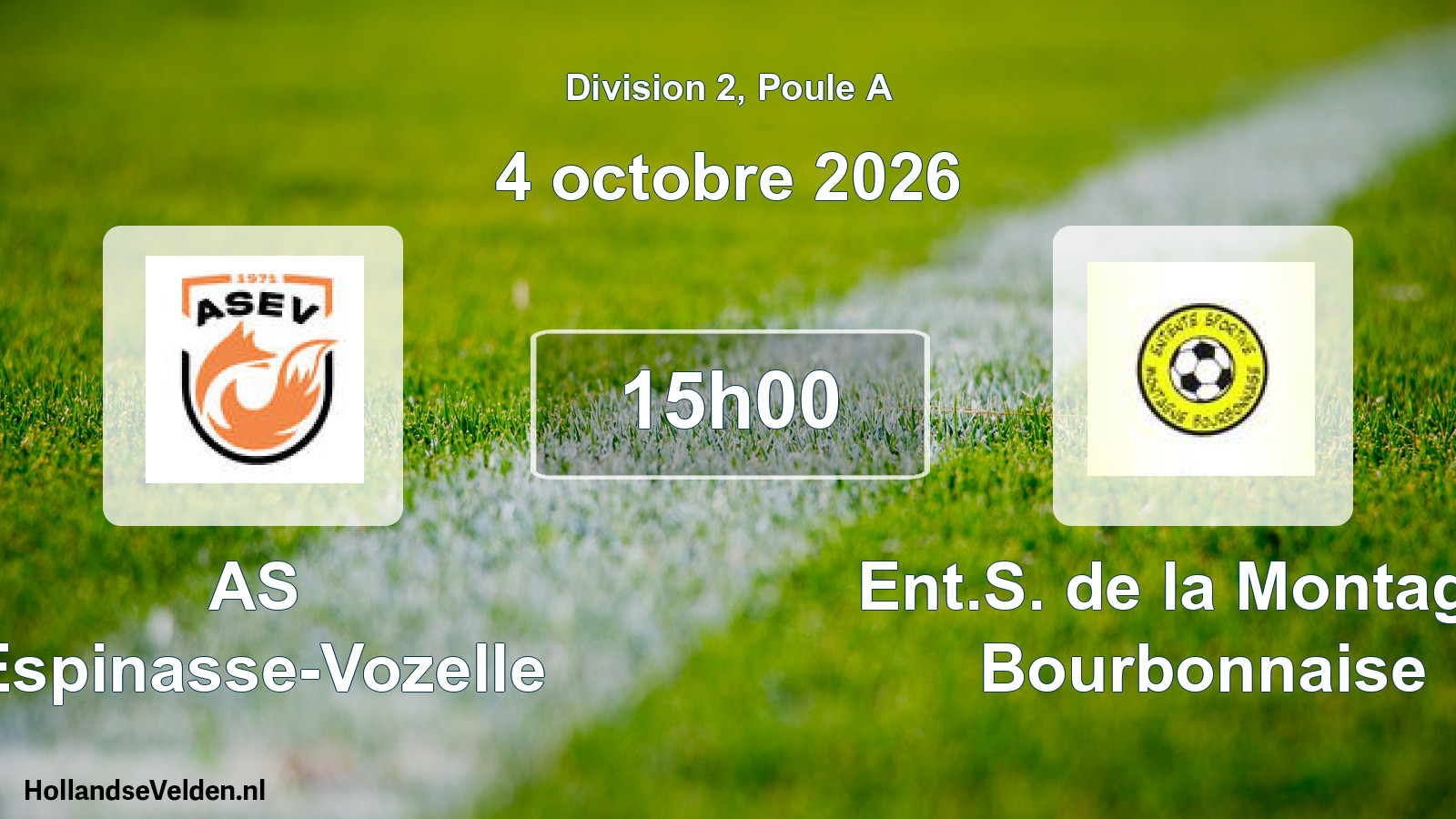 Match programmé: AS Espinasse-Vozelle - Ent.S. de la Montagne Bourbonnaise (4 octobre 2026)