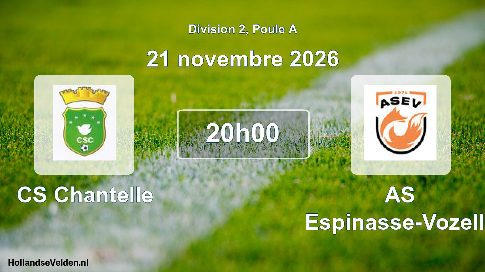 Match programmé: CS Chantelle - AS Espinasse-Vozelle (21 novembre 2026)