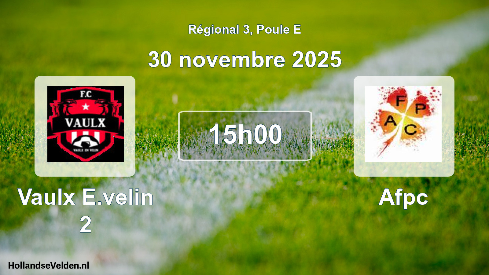 Geplande wedstrijd: Vaulx E.velin 2 - Afpc (30 november 2025)