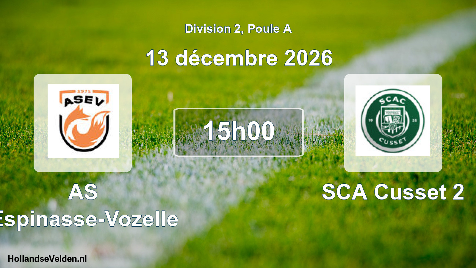 Match programmé: AS Espinasse-Vozelle - SCA Cusset 2 (13 décembre 2026)