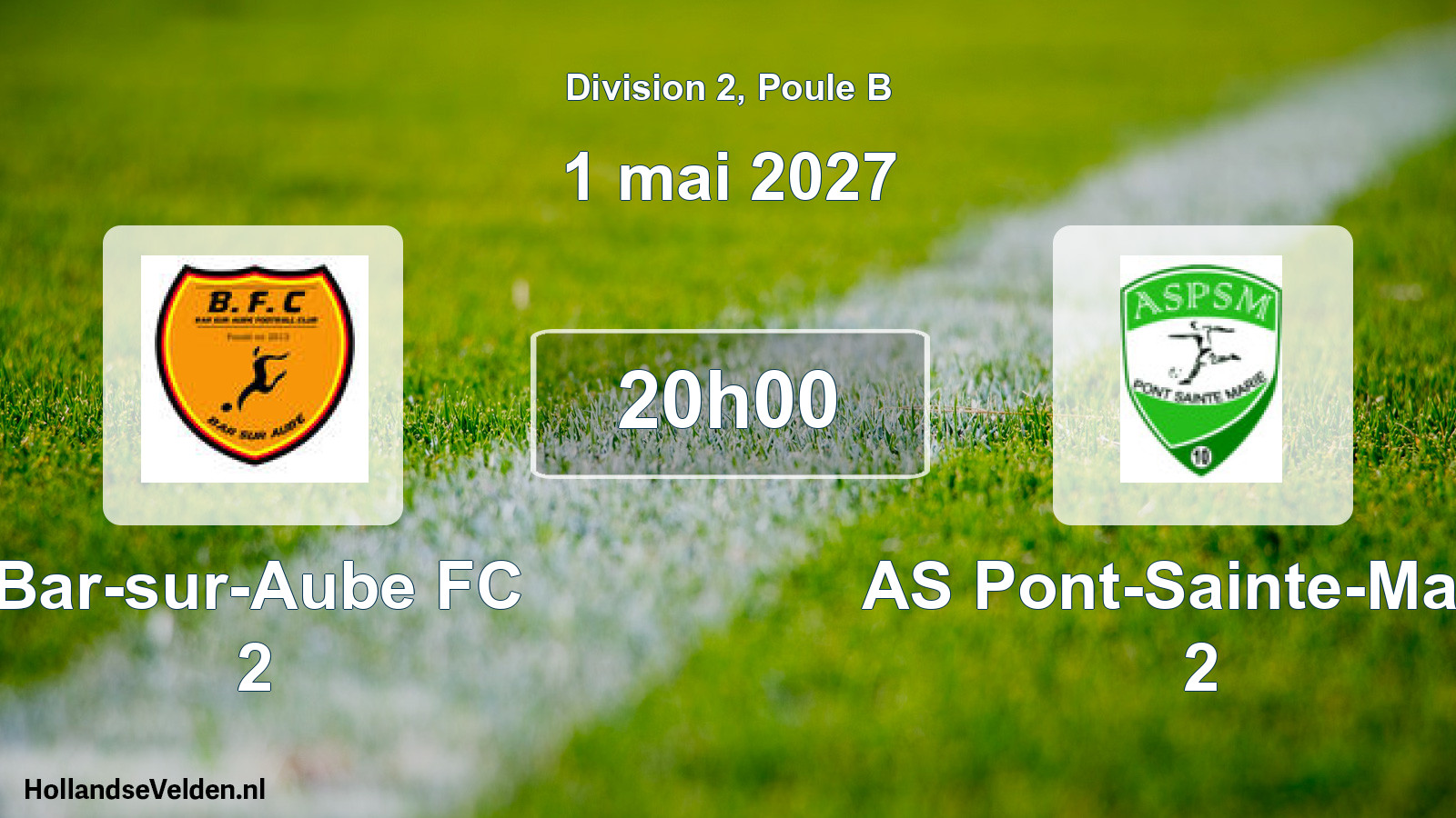 Match programmé: Bar-sur-Aube FC 2 - AS Pont-Sainte-Marie 2 (1 mai 2027)