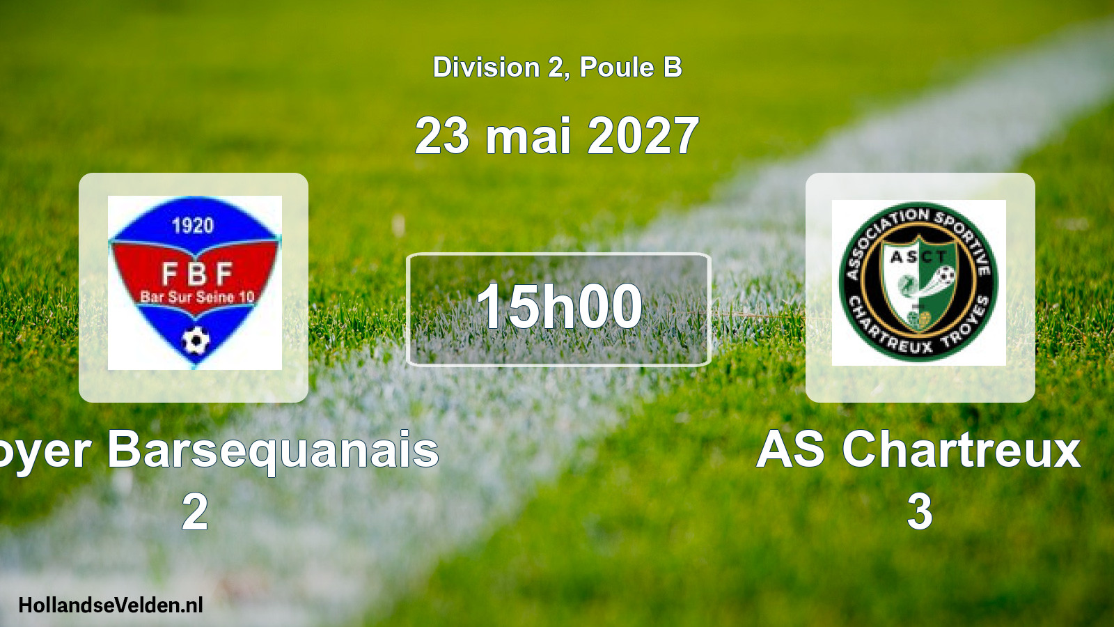 Match programmé: Foyer Barsequanais 2 - AS Chartreux 3 (23 mai 2027)