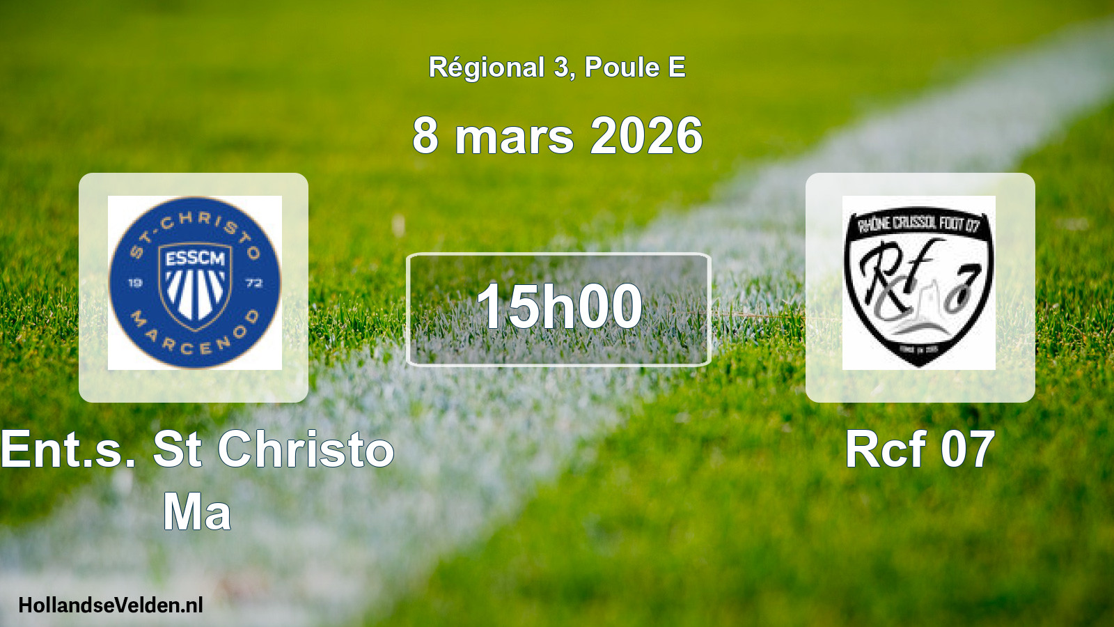 Geplande wedstrijd: Ent.s. St Christo Ma - Rcf 07 (8 maart 2026)