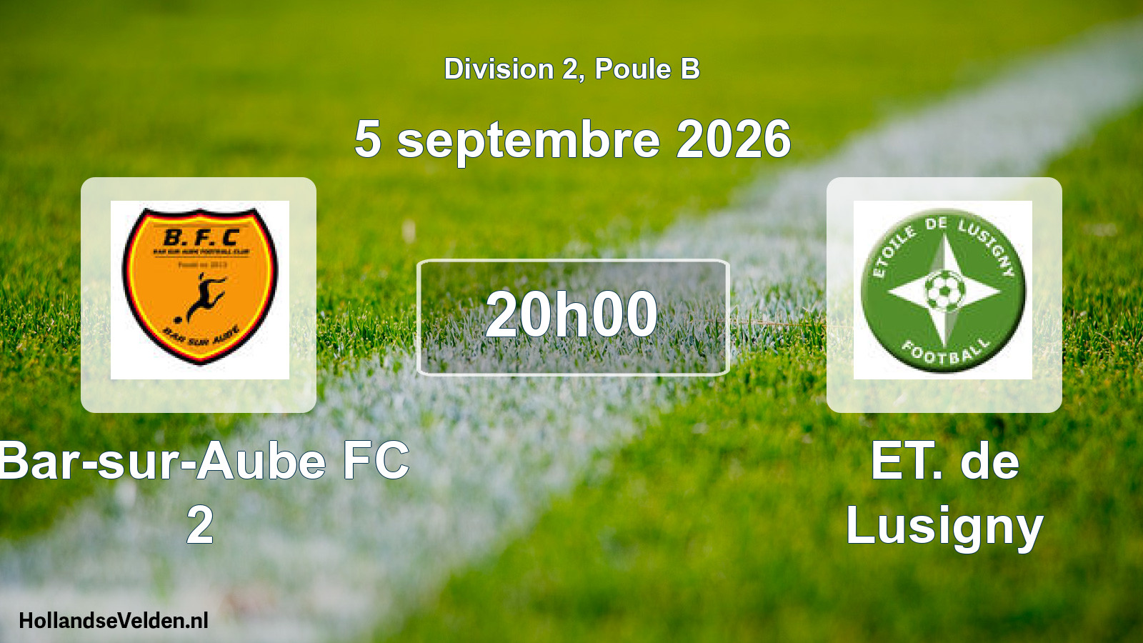 Match programmé: Bar-sur-Aube FC 2 - ET. de Lusigny (5 septembre 2026)