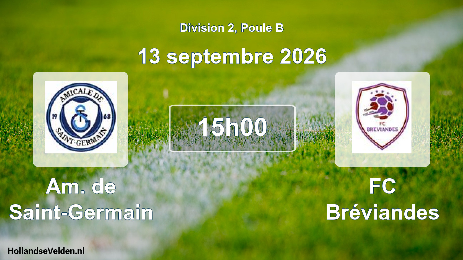 Match programmé: Am. de Saint-Germain - FC Bréviandes (13 septembre 2026)