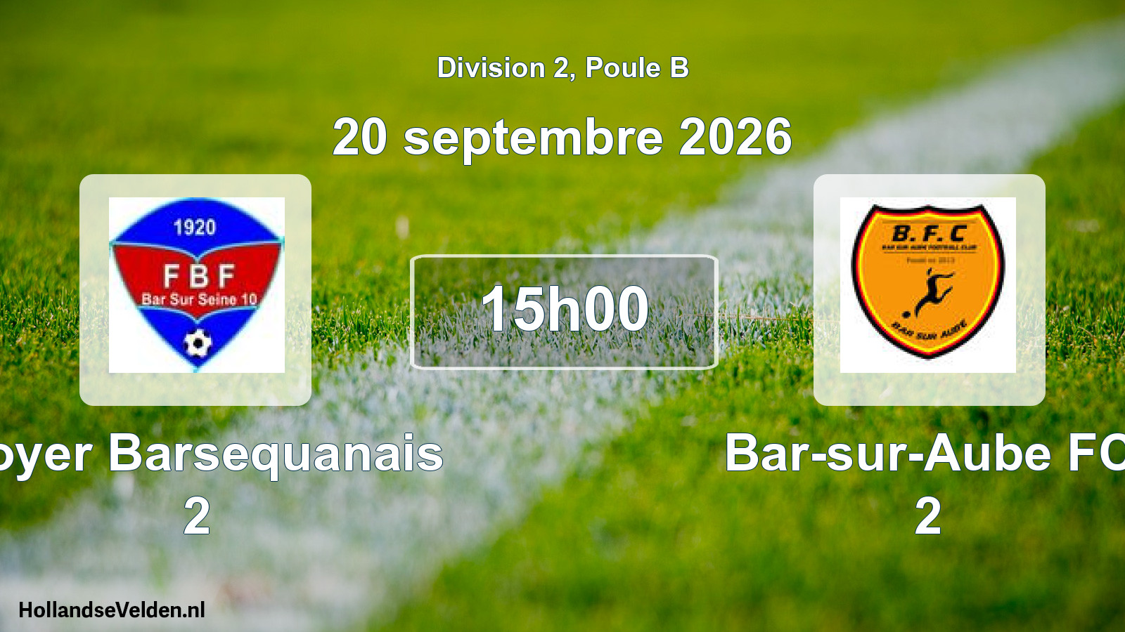 Match programmé: Foyer Barsequanais 2 - Bar-sur-Aube FC 2 (20 septembre 2026)