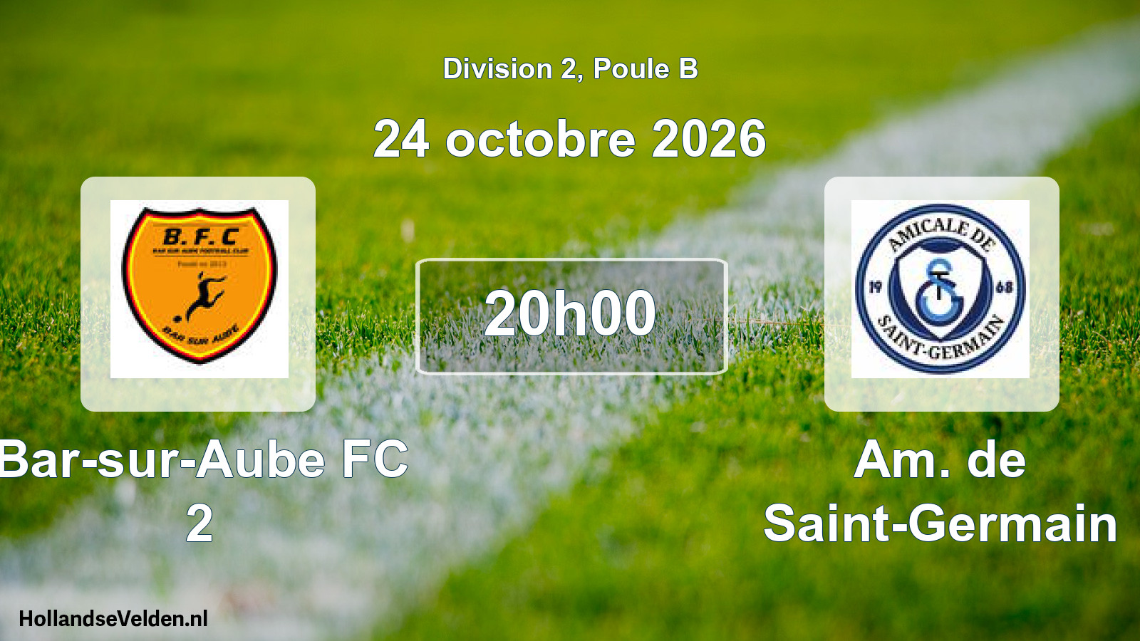 Match programmé: Bar-sur-Aube FC 2 - Am. de Saint-Germain (24 octobre 2026)