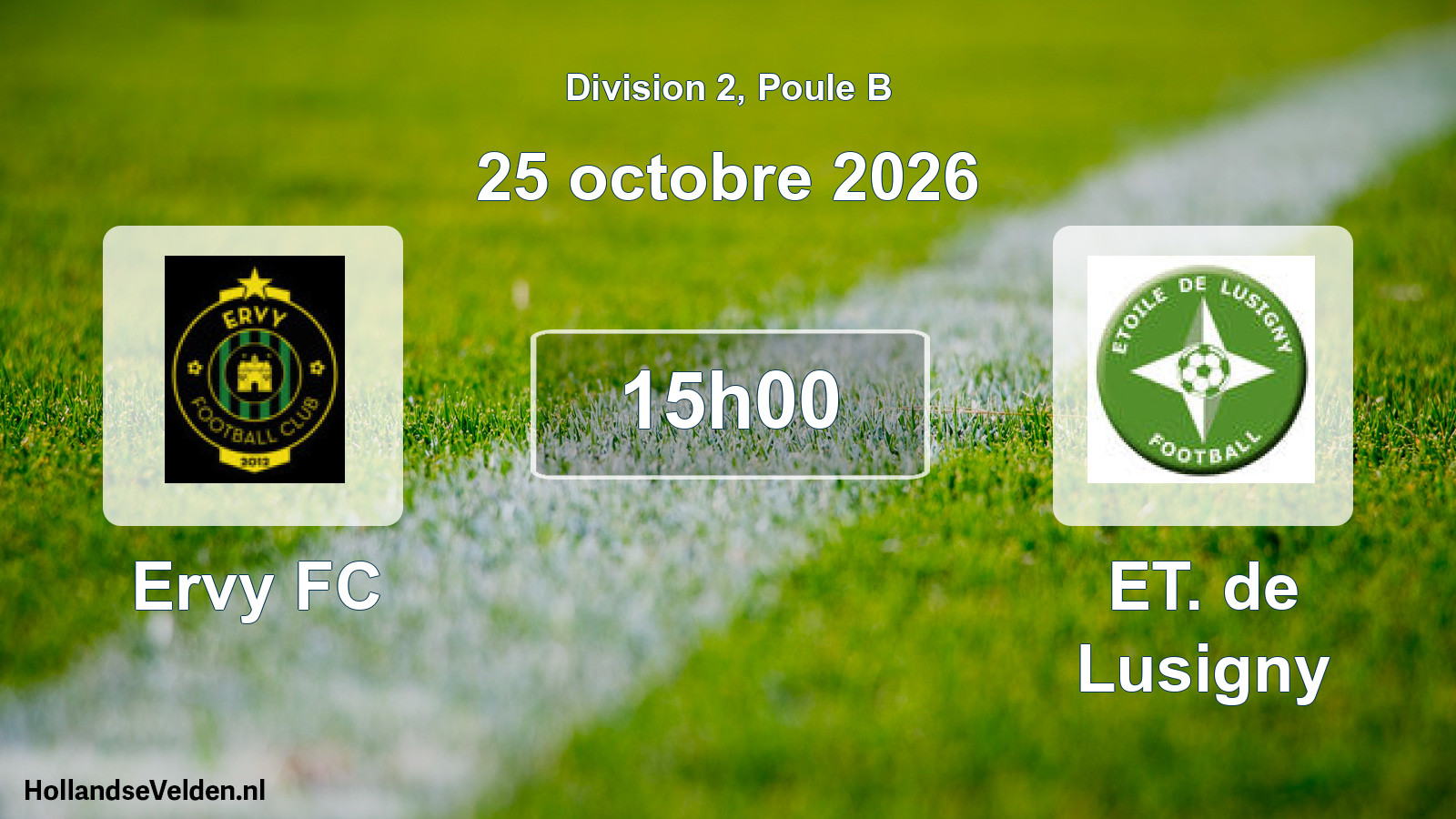 Match programmé: Ervy FC - ET. de Lusigny (25 octobre 2026)