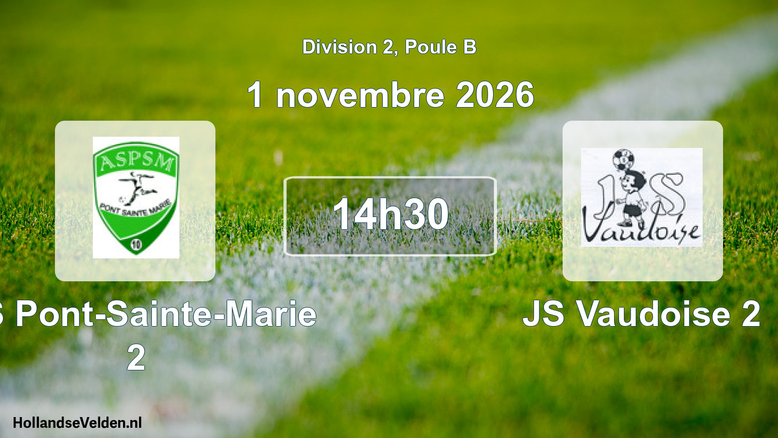 Match programmé: AS Pont-Sainte-Marie 2 - JS Vaudoise 2 (1 novembre 2026)