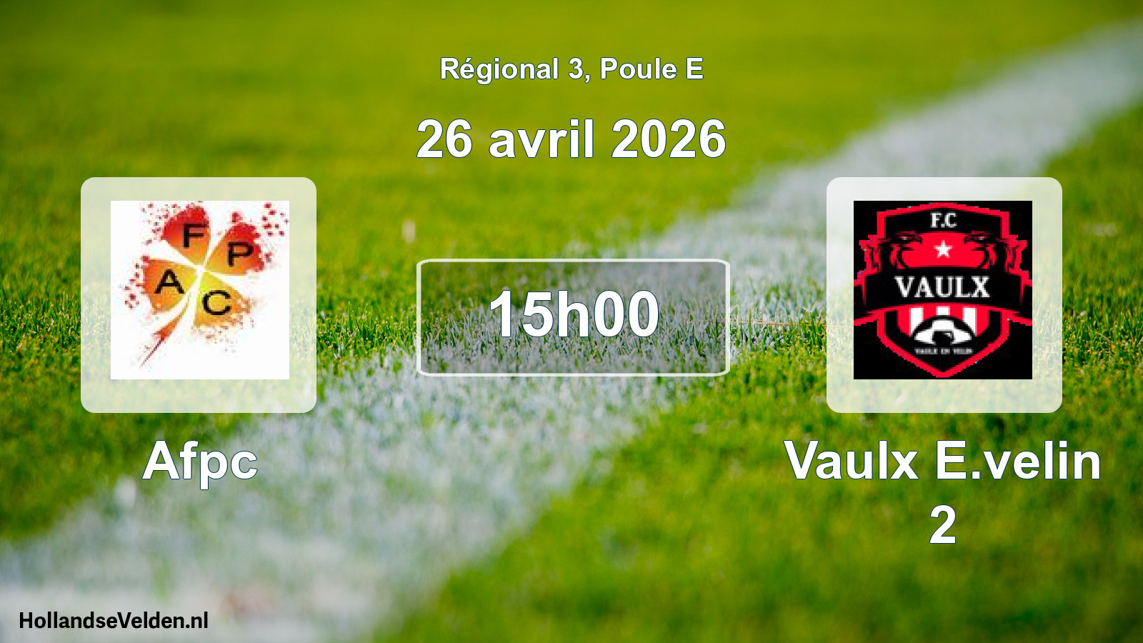 Geplande wedstrijd: Afpc - Vaulx E.velin 2 (26 april 2026)