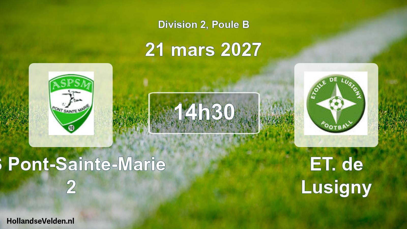 Match programmé: AS Pont-Sainte-Marie 2 - ET. de Lusigny (21 mars 2027)