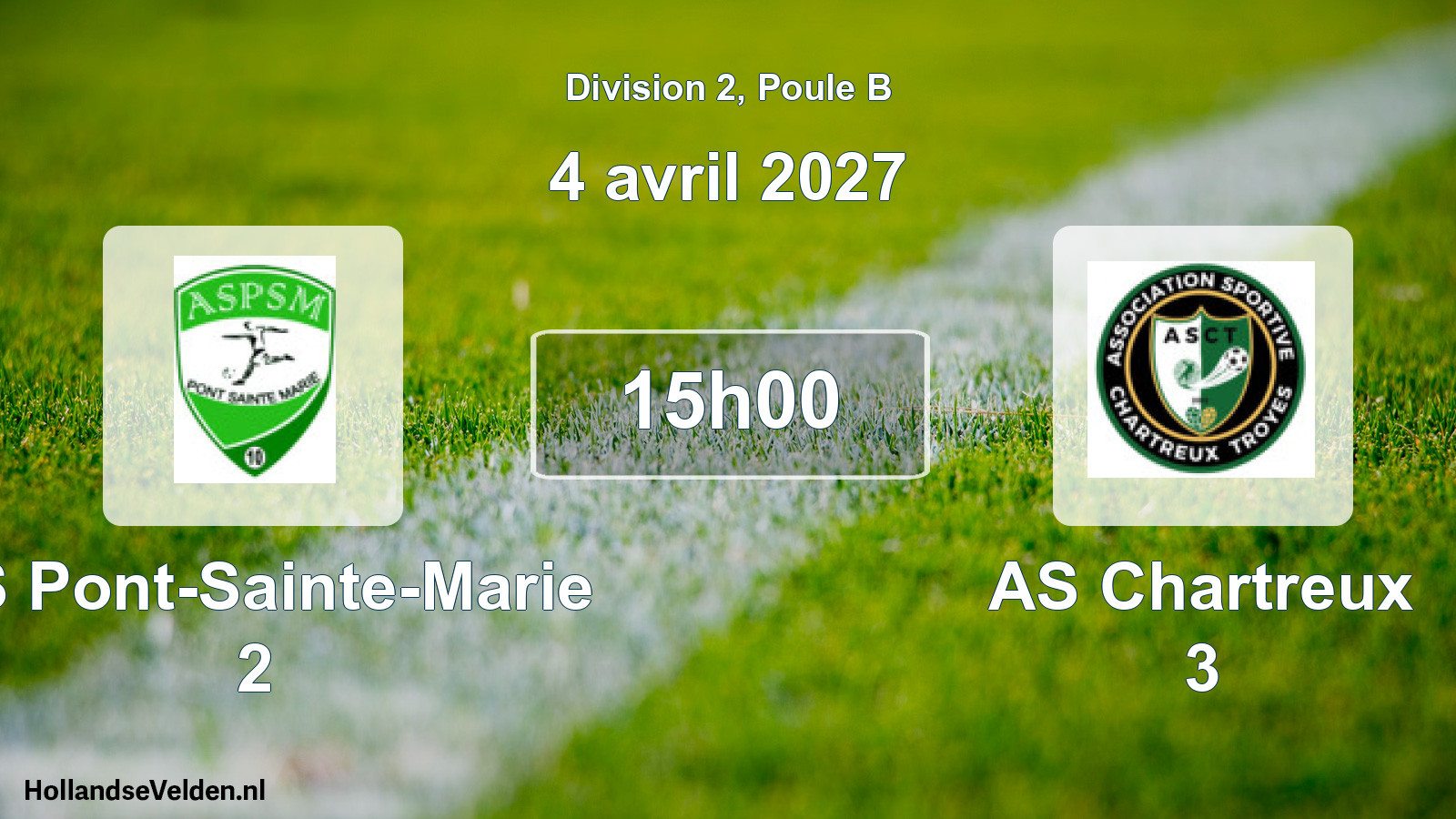 Match programmé: AS Pont-Sainte-Marie 2 - AS Chartreux 3 (4 avril 2027)