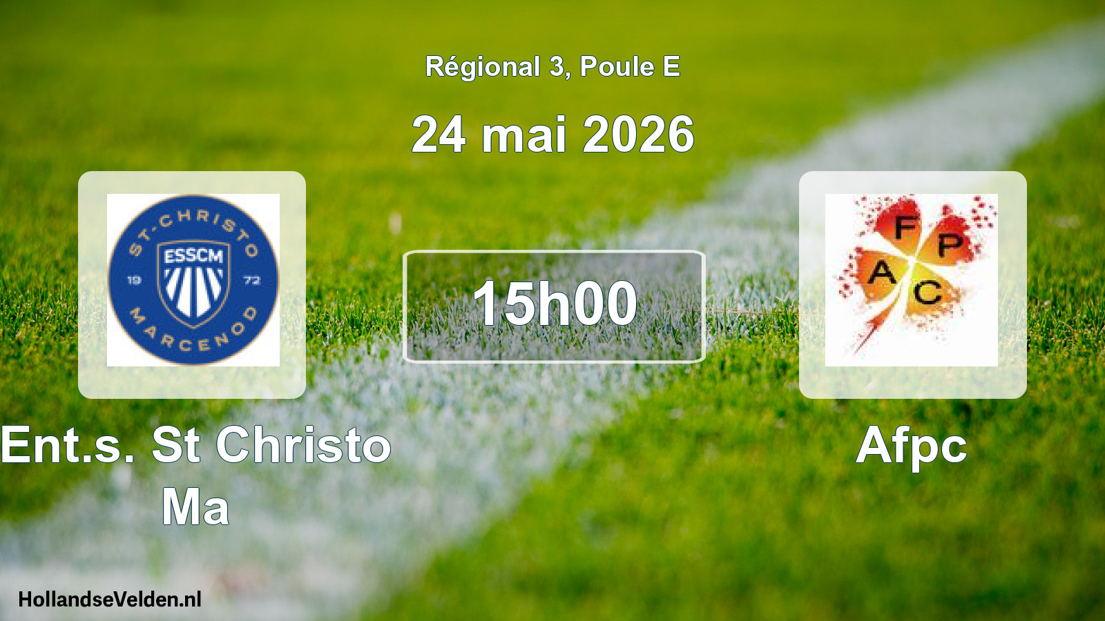 Geplande wedstrijd: Ent.s. St Christo Ma - Afpc (24 mei 2026)