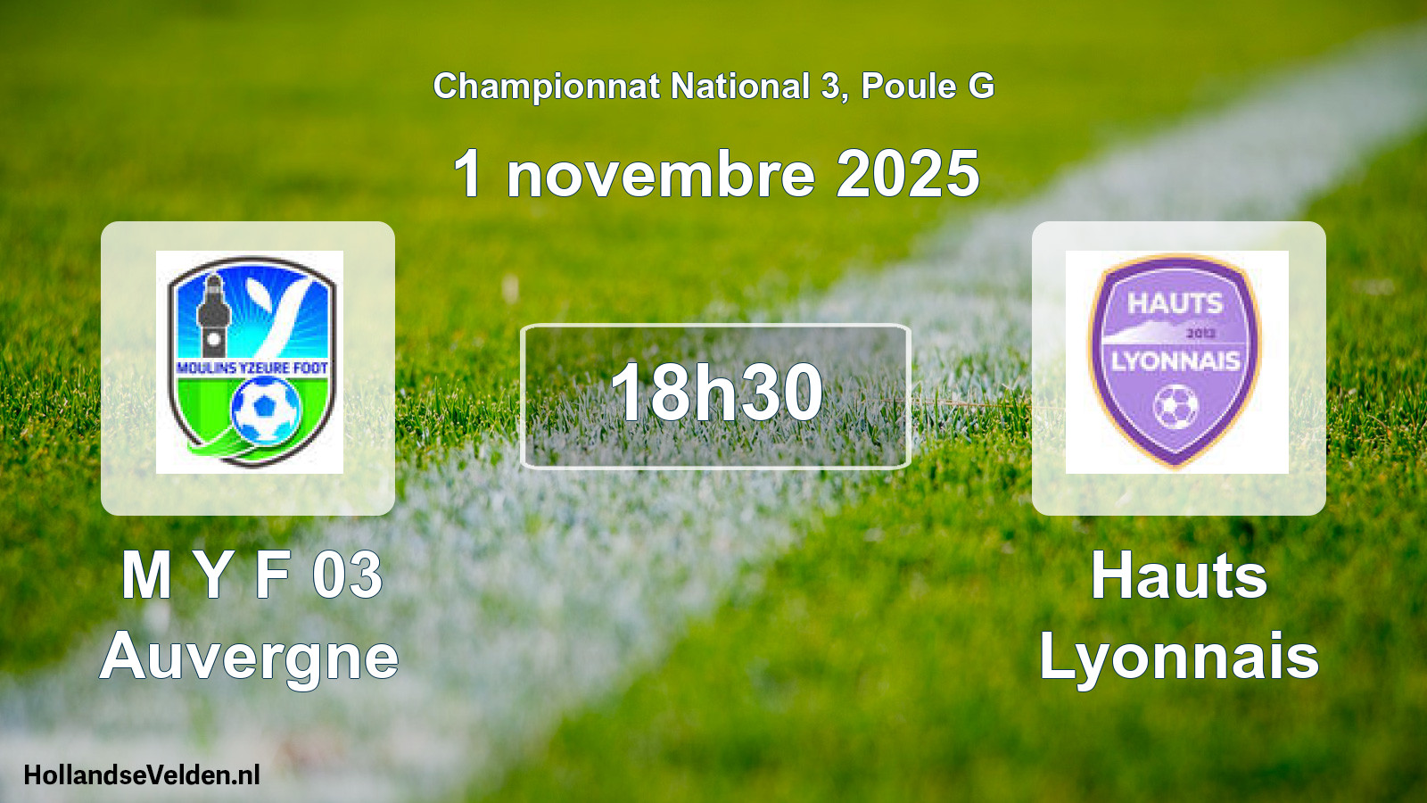 Geplande wedstrijd: M Y F 03 Auvergne - Hauts Lyonnais (1 novembre 2025)