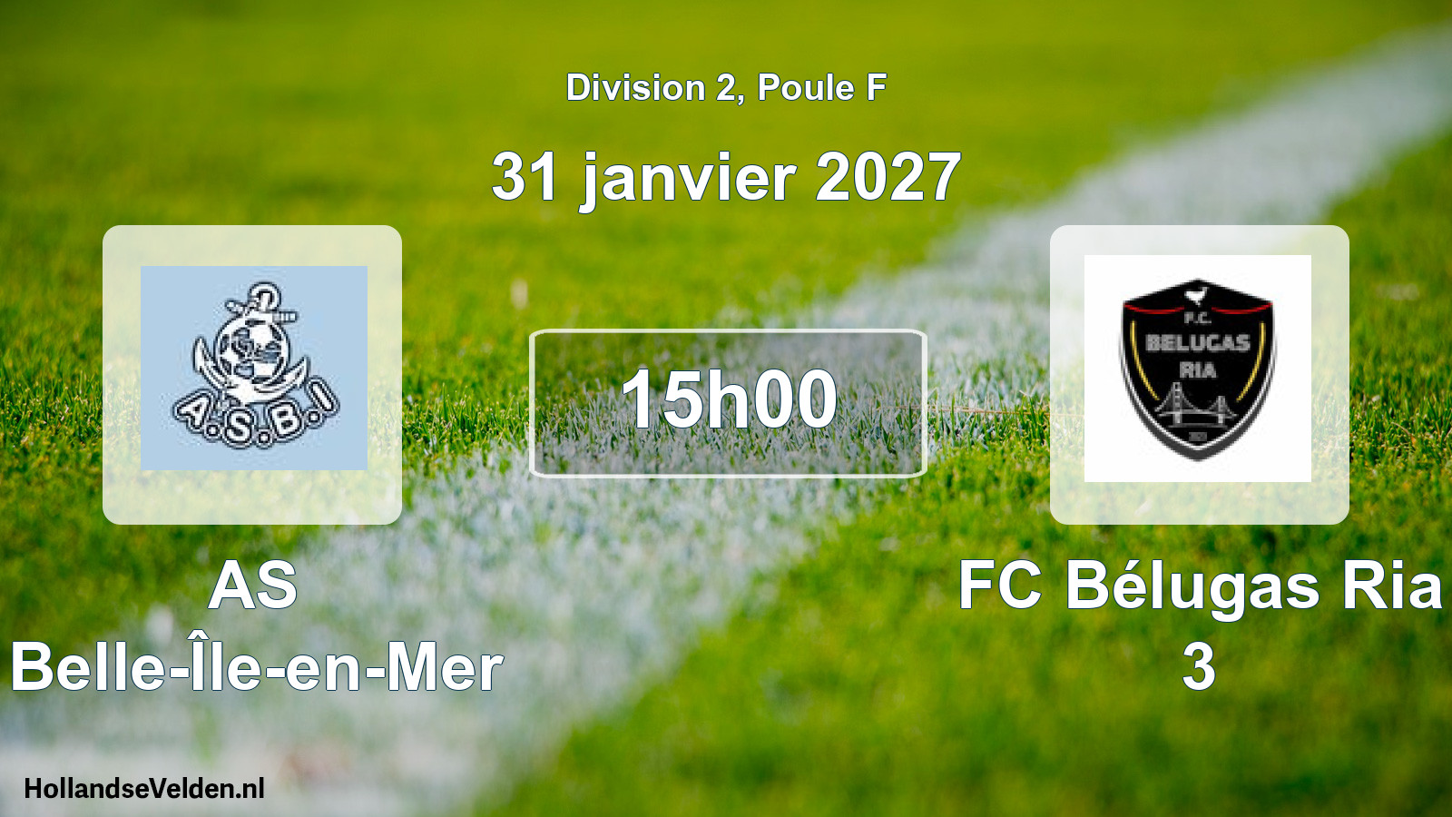 Match programmé: AS Belle-Île-en-Mer - FC Bélugas Ria 3 (31 janvier 2027)