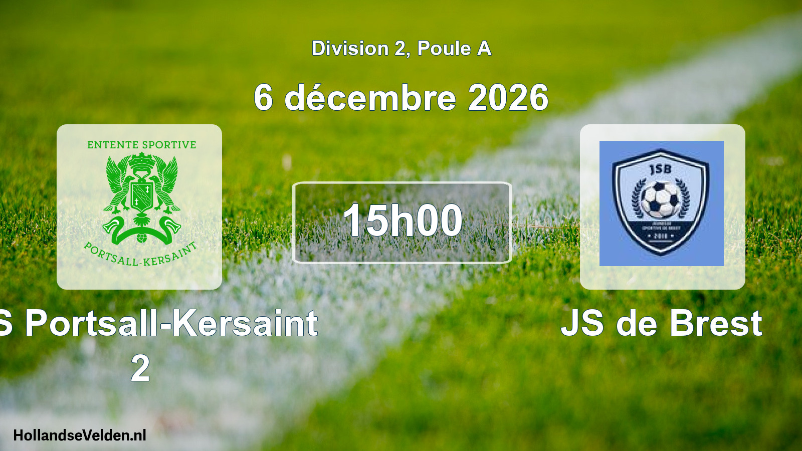 Match programmé: ES Portsall-Kersaint 2 - JS de Brest (6 décembre 2026)