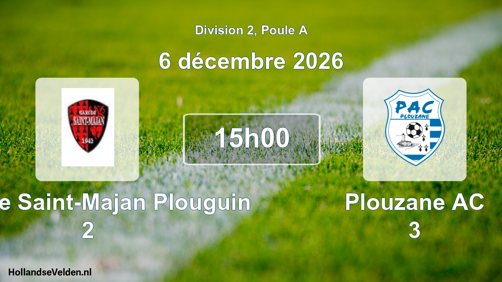Match programmé: Gars de Saint-Majan Plouguin 2 - Plouzane AC 3 (6 décembre 2026)