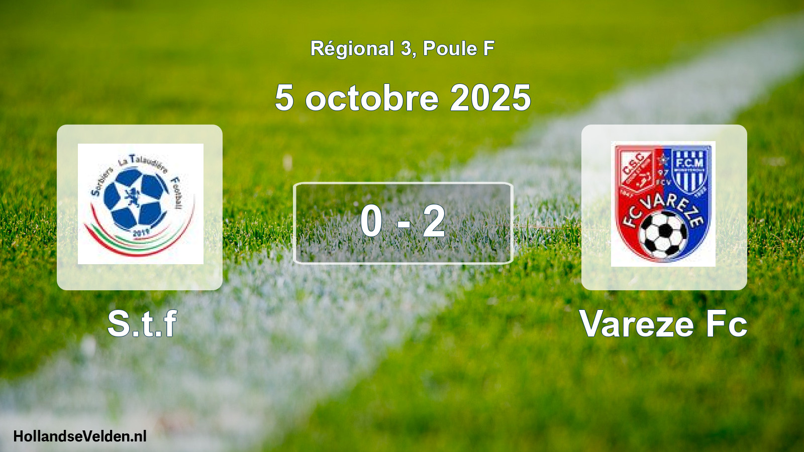 Gespeelde wedstrijd: S.t.f - Vareze Fc 0 - 2 (5 octobre 2025)
