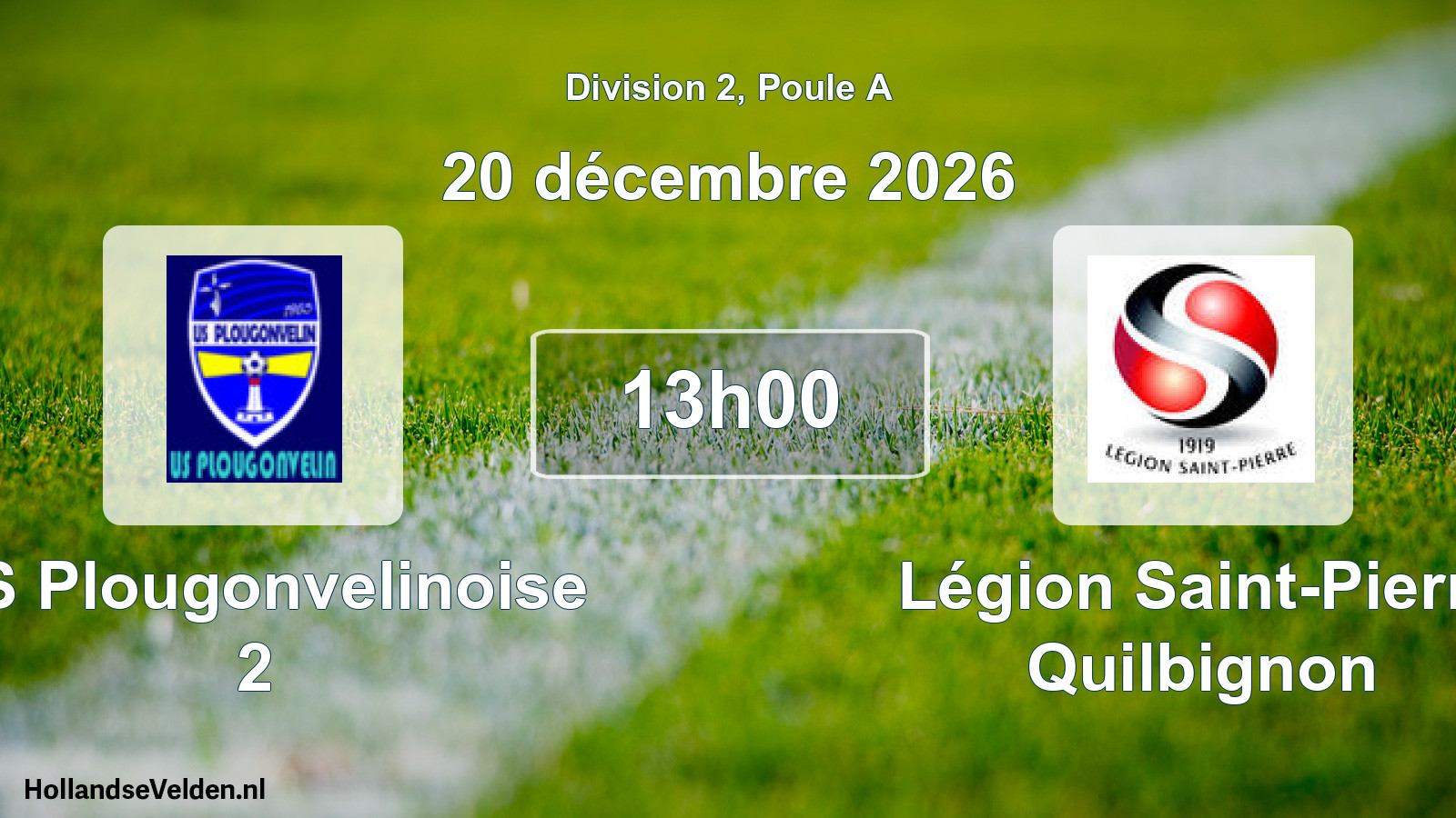 Match programmé: US Plougonvelinoise 2 - Légion Saint-Pierre Quilbignon (20 décembre 2026)