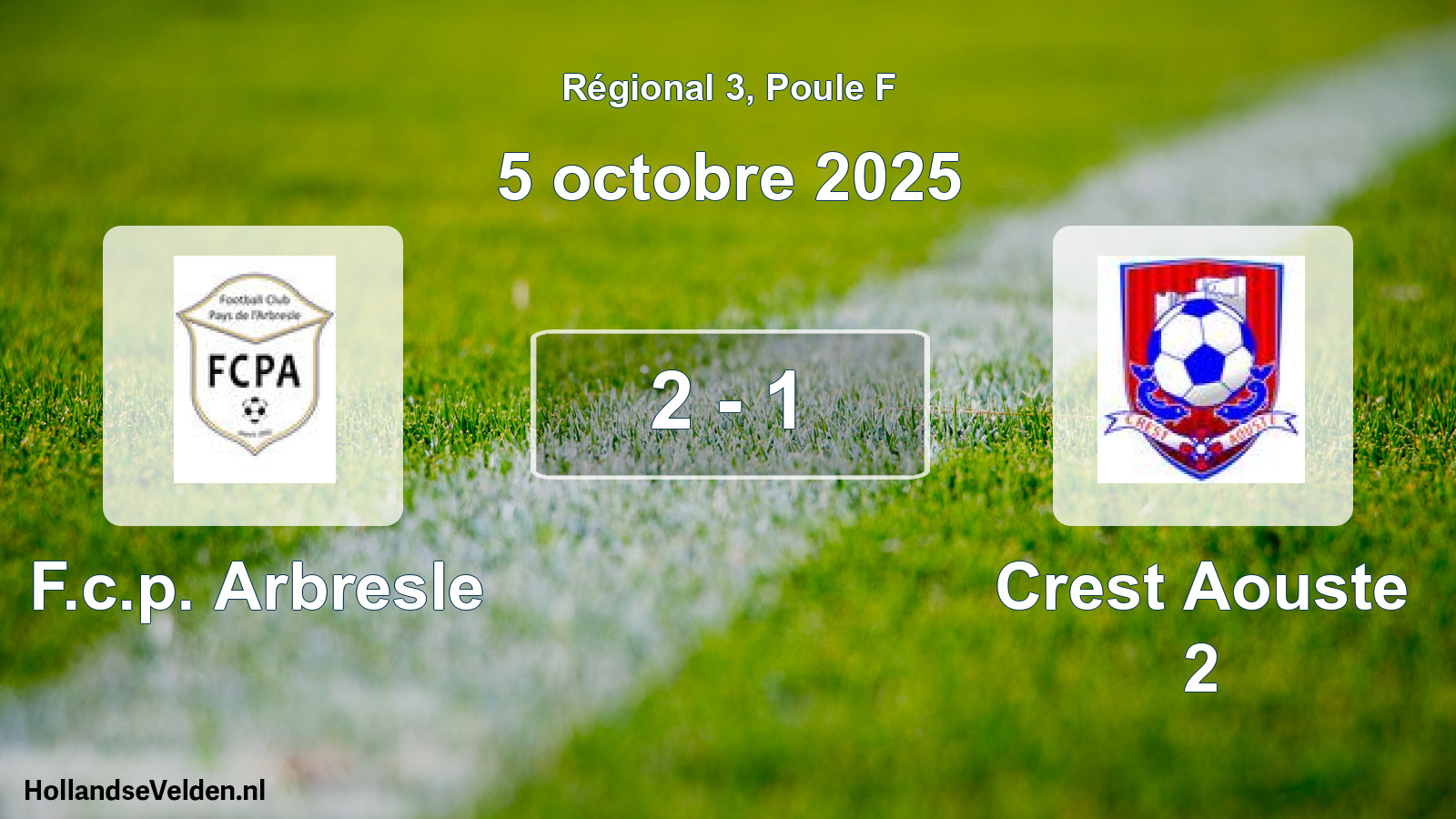 Gespeelde wedstrijd: F.c.p. Arbresle - Crest Aouste 2 2 - 1 (5 octobre 2025)