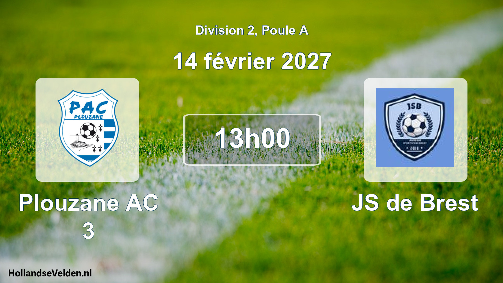 Match programmé: Plouzane AC 3 - JS de Brest (14 février 2027)