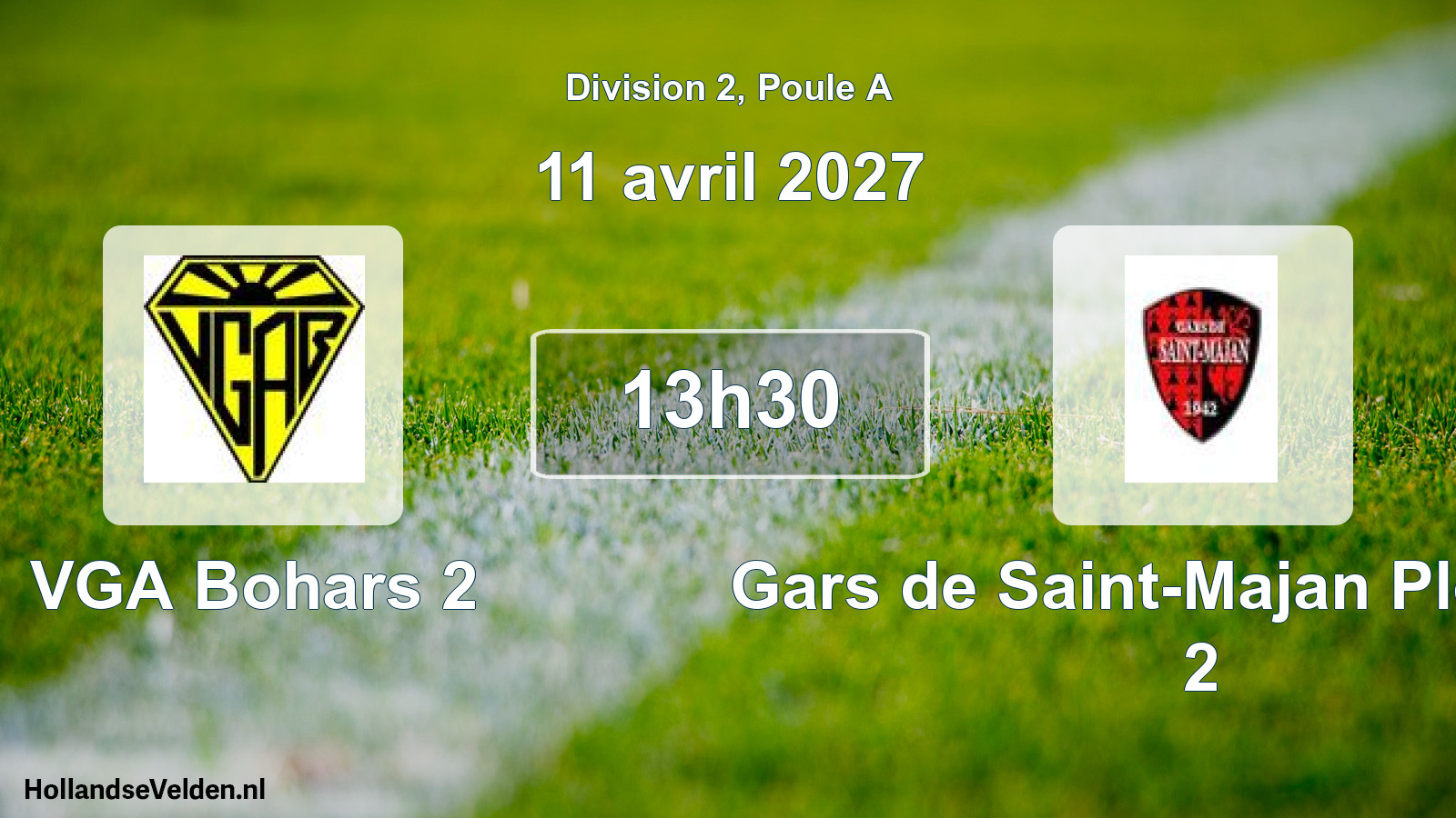 Match programmé: VGA Bohars 2 - Gars de Saint-Majan Plouguin 2 (11 avril 2027)