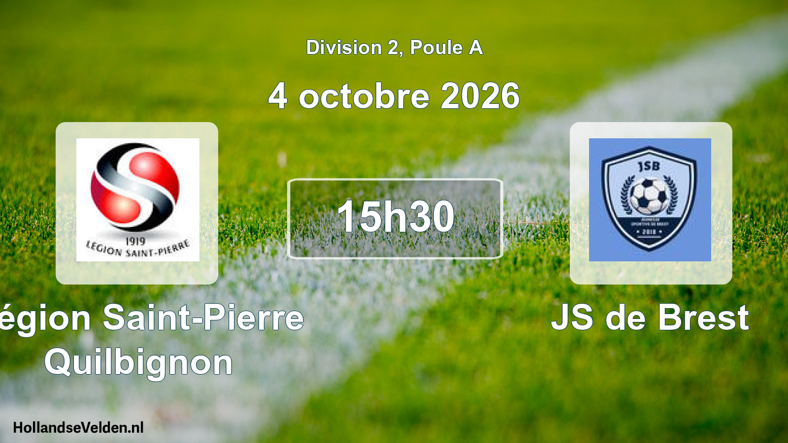 Match programmé: Légion Saint-Pierre Quilbignon - JS de Brest (4 octobre 2026)