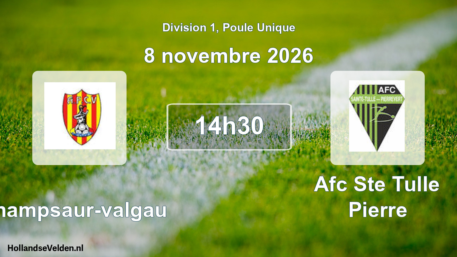 Match programmé: Champsaur-valgau - Afc Ste Tulle Pierre (8 novembre 2026)