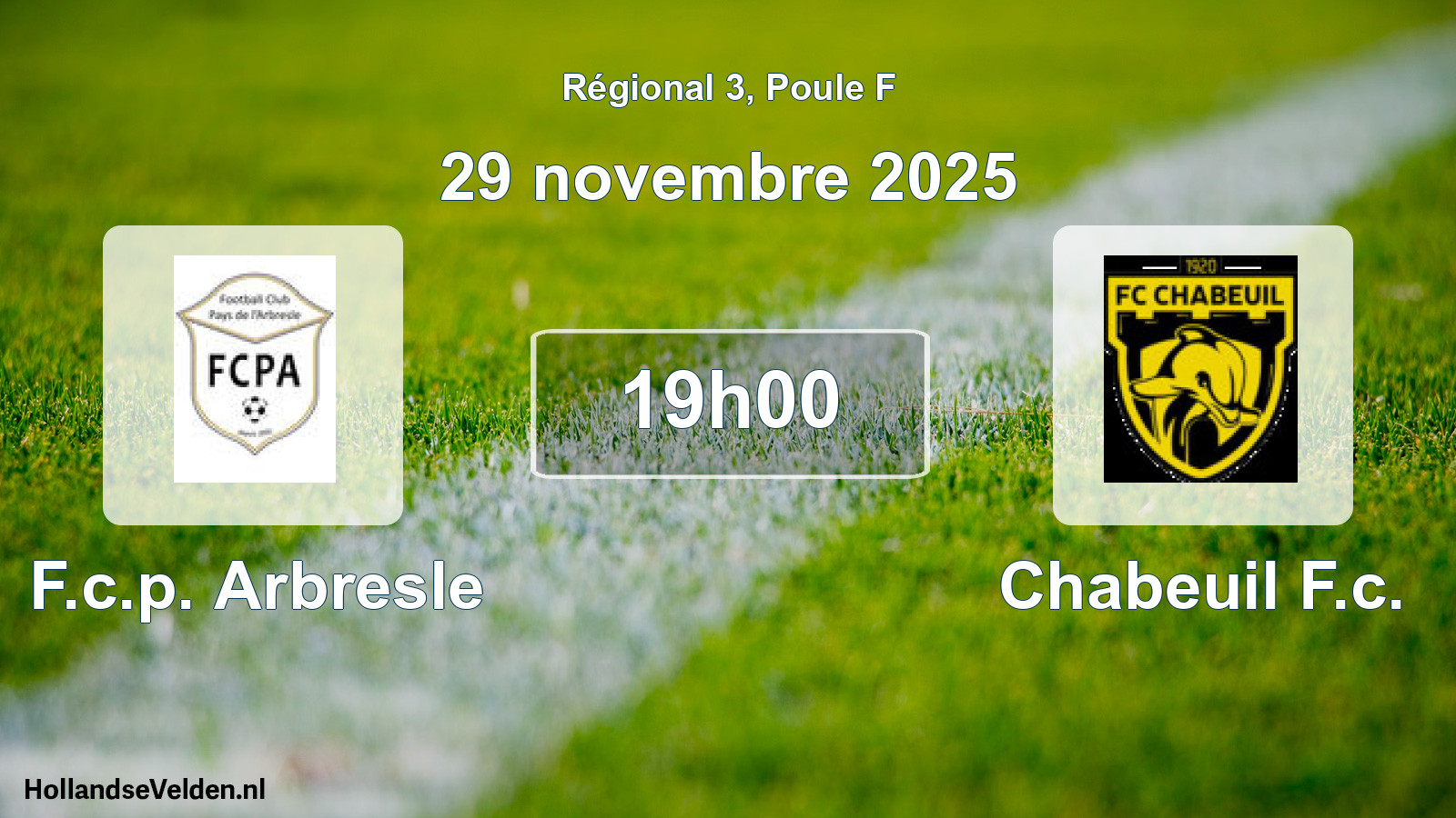 Geplande wedstrijd: F.c.p. Arbresle - Chabeuil F.c. (29 novembre 2025)