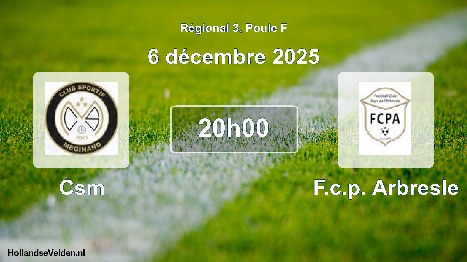 Geplande wedstrijd: Csm - F.c.p. Arbresle (6 décembre 2025)