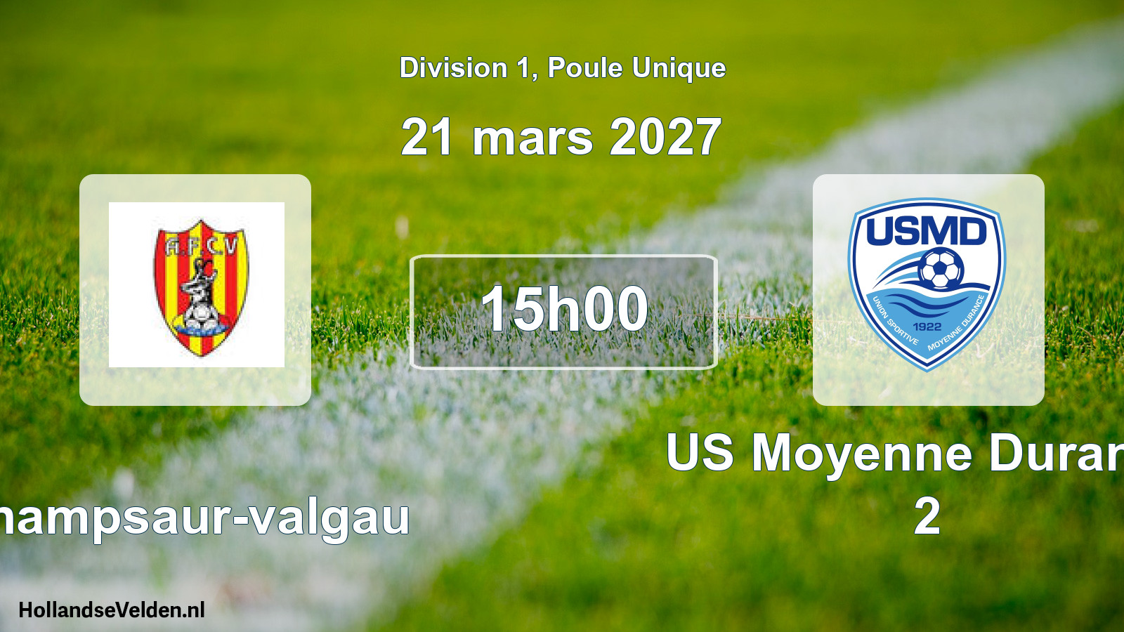 Match programmé: Champsaur-valgau - US Moyenne Durance 2 (21 mars 2027)