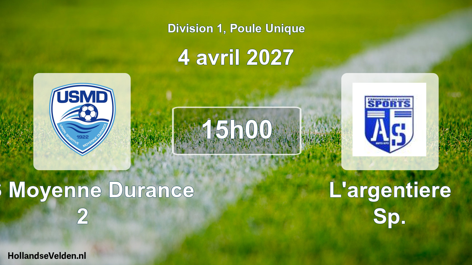 Match programmé: US Moyenne Durance 2 - L'argentiere Sp. (4 avril 2027)