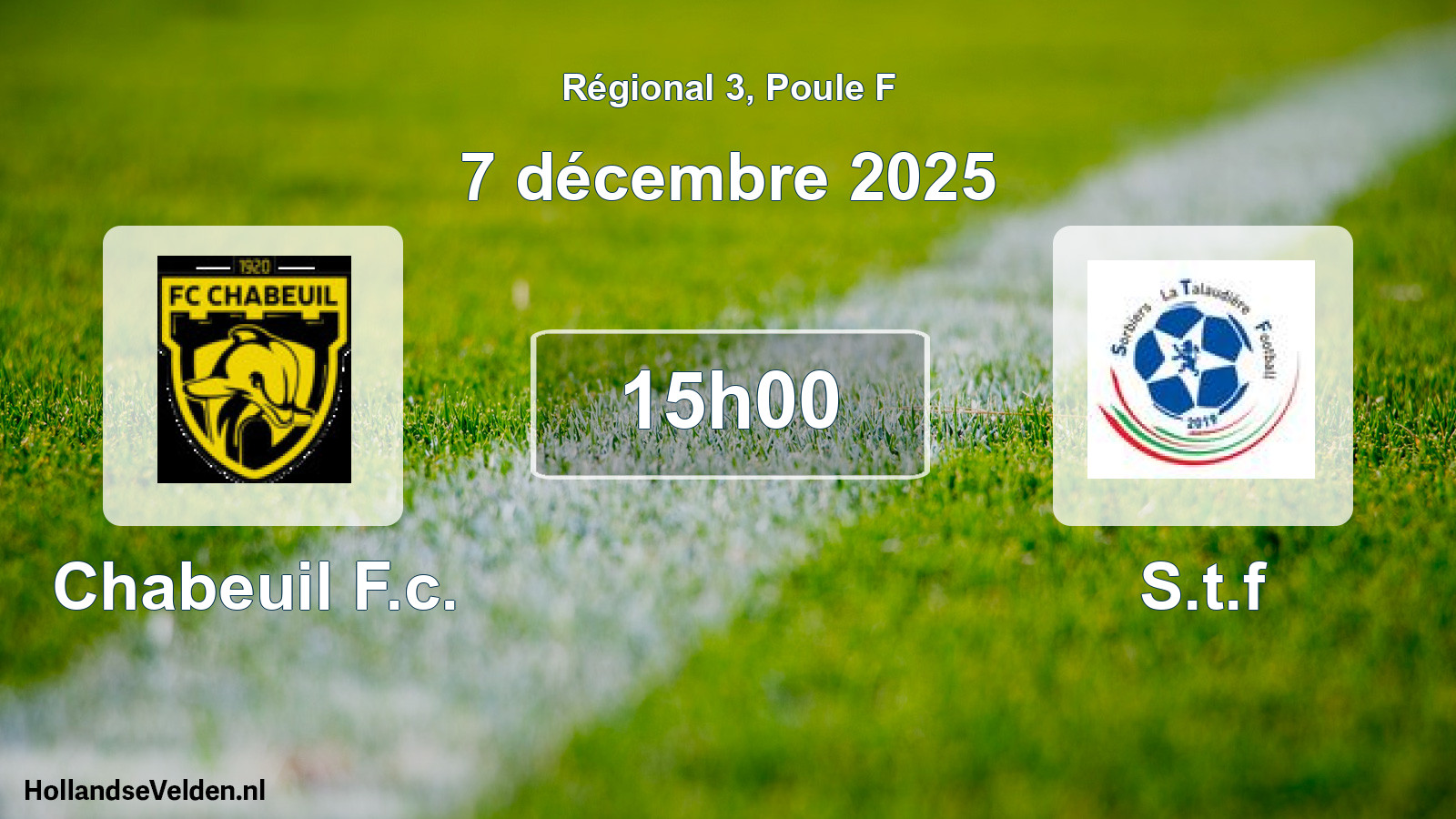 Geplande wedstrijd: Chabeuil F.c. - S.t.f (7 décembre 2025)
