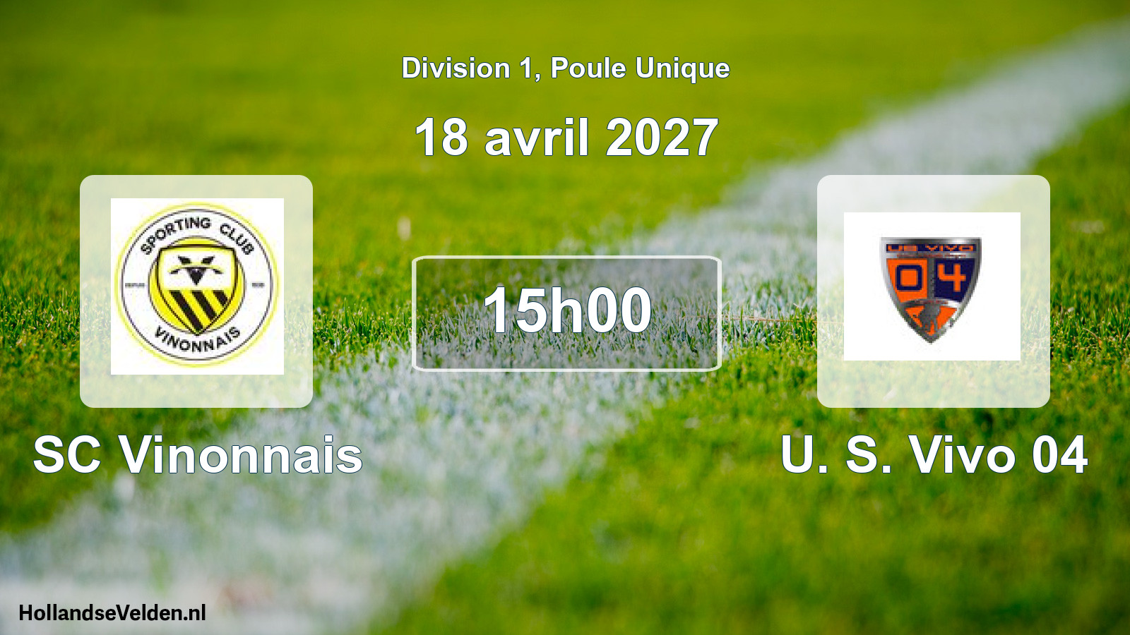 Match programmé: SC Vinonnais - U. S. Vivo 04 (18 avril 2027)