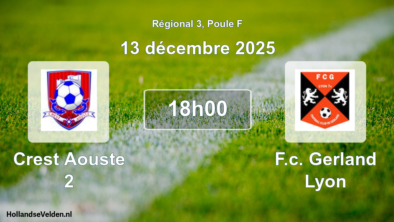 Geplande wedstrijd: Crest Aouste 2 - F.c. Gerland Lyon (13 décembre 2025)