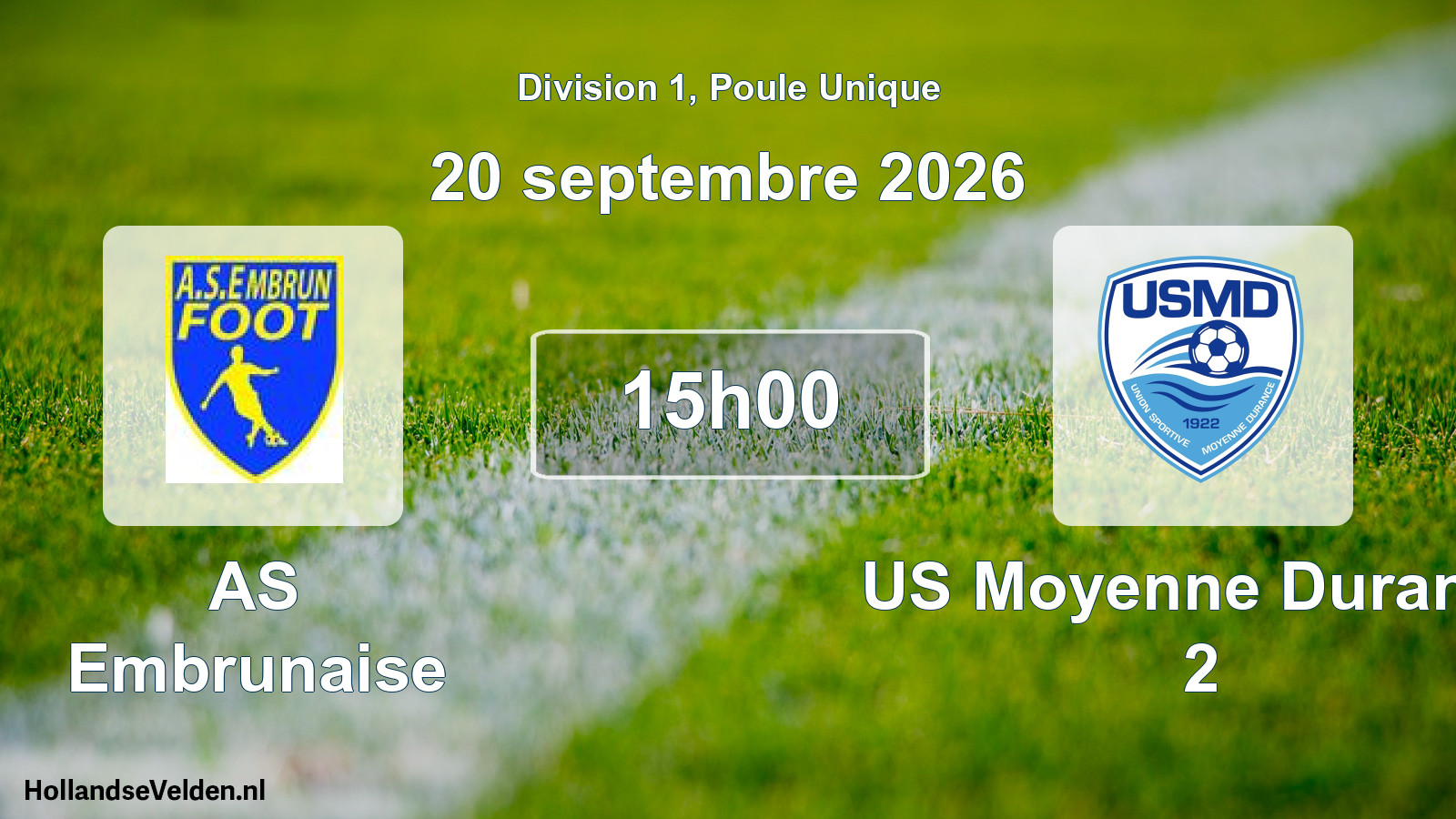 Scheduled Match: AS Embrunaise - US Moyenne Durance 2 (20 September 2026)