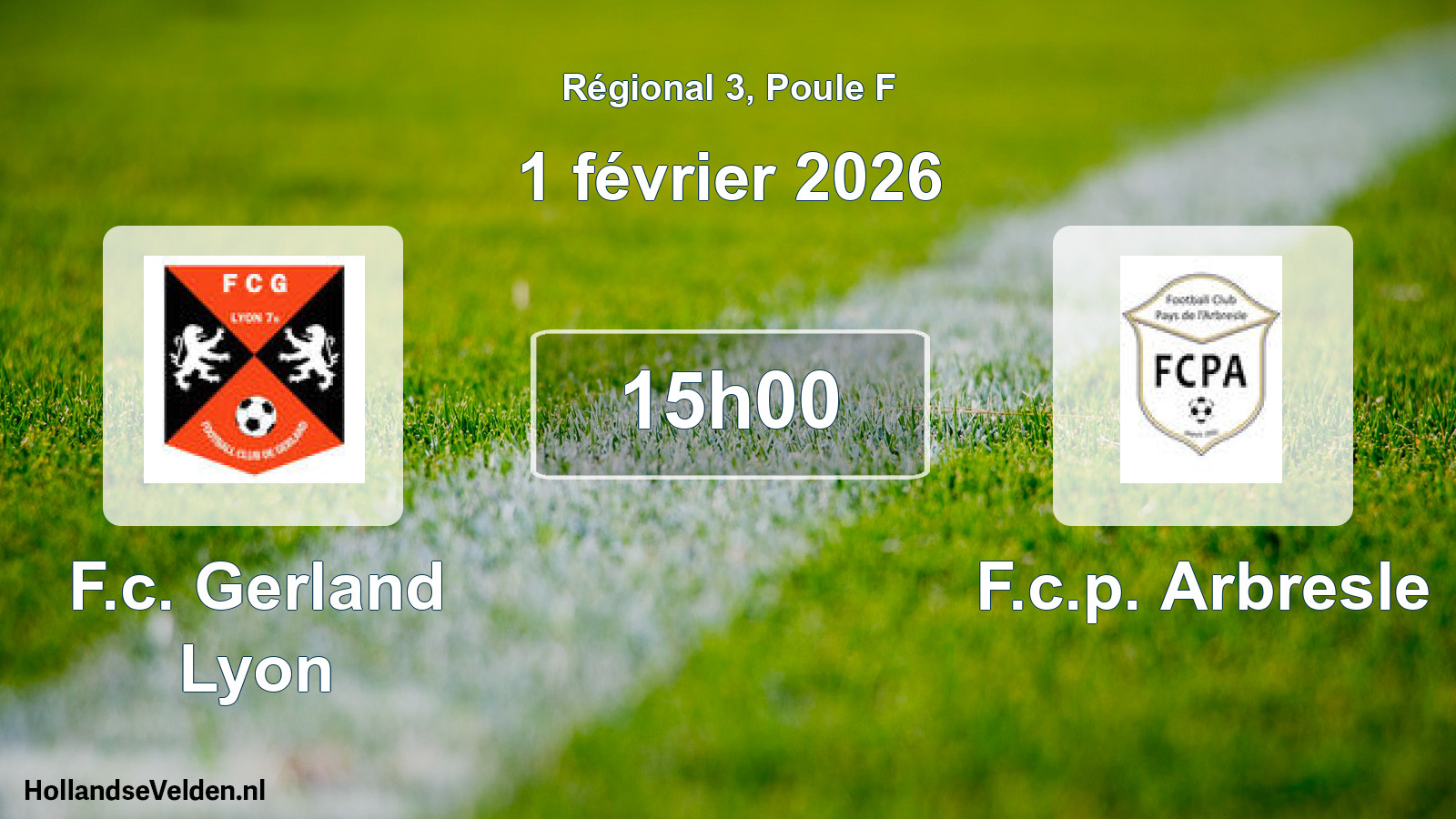 Geplande wedstrijd: F.c. Gerland Lyon - F.c.p. Arbresle (1 février 2026)