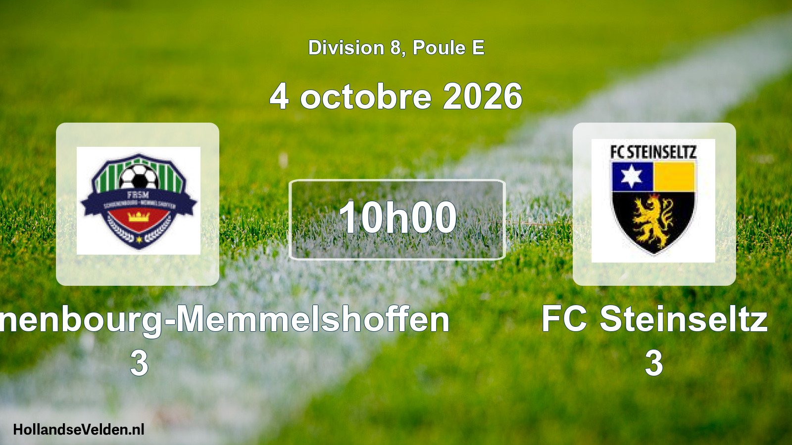 Match programmé: FR Schoenenbourg-Memmelshoffen 3 - FC Steinseltz 3 (4 octobre 2026)